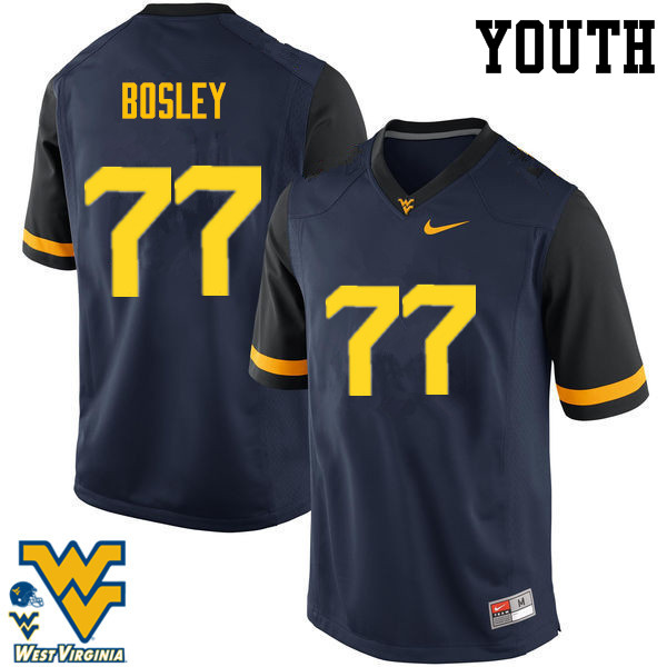 NCAA Youth Bruce Bosley West Virginia Mountaineers Navy #77 Nike Stitched Football College Authentic Jersey XN23B67YF